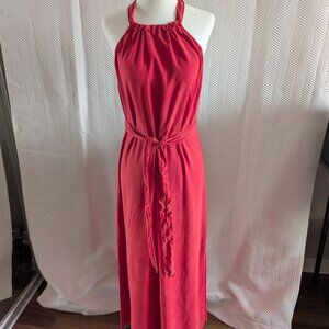 Anthropologie Cloth & Stone Halter Maxi Dress Size XS Small Faded Red Side Slit